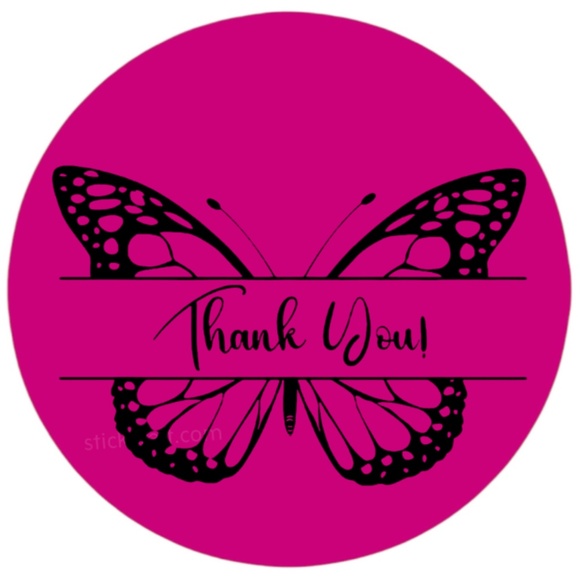 thank you sticker pink for business 2 inch round sticker - Picture 7 of 15